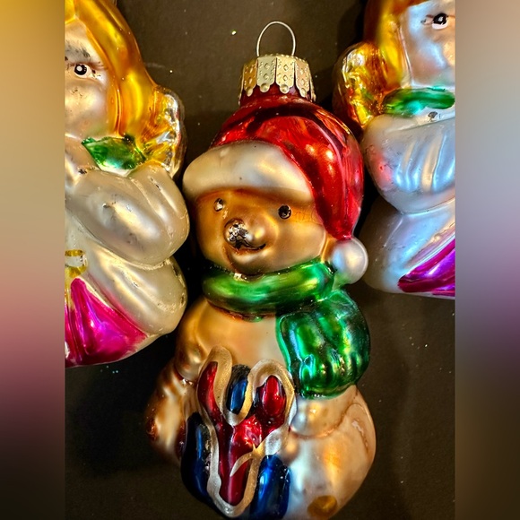 Vintage Ornaments Set of 3, Made in China. 2 Angels, 1 bear Hand blown NO BOX - Picture 4 of 10